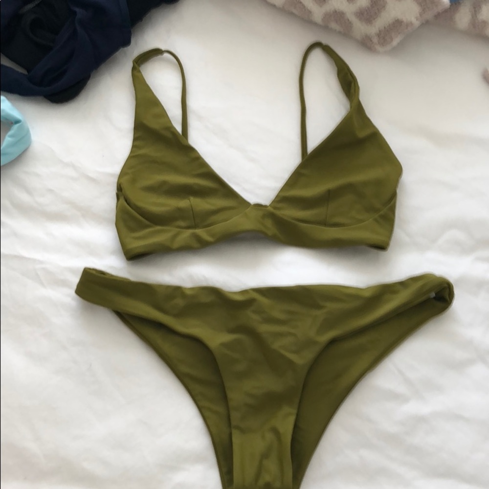 Green stone fox swim bikini set